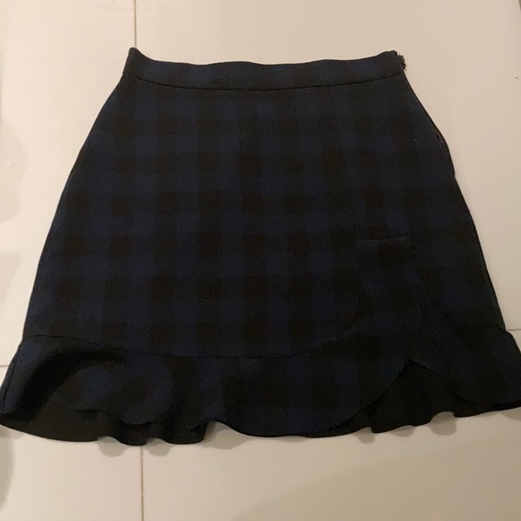 Zara plaid skirt black and blue - Picture 1 of 5